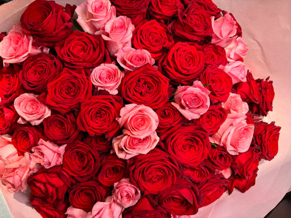 Pink and Red Roses Bouquet