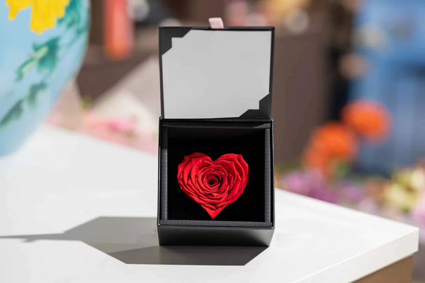 Preserved rose - heart giftbox - Red